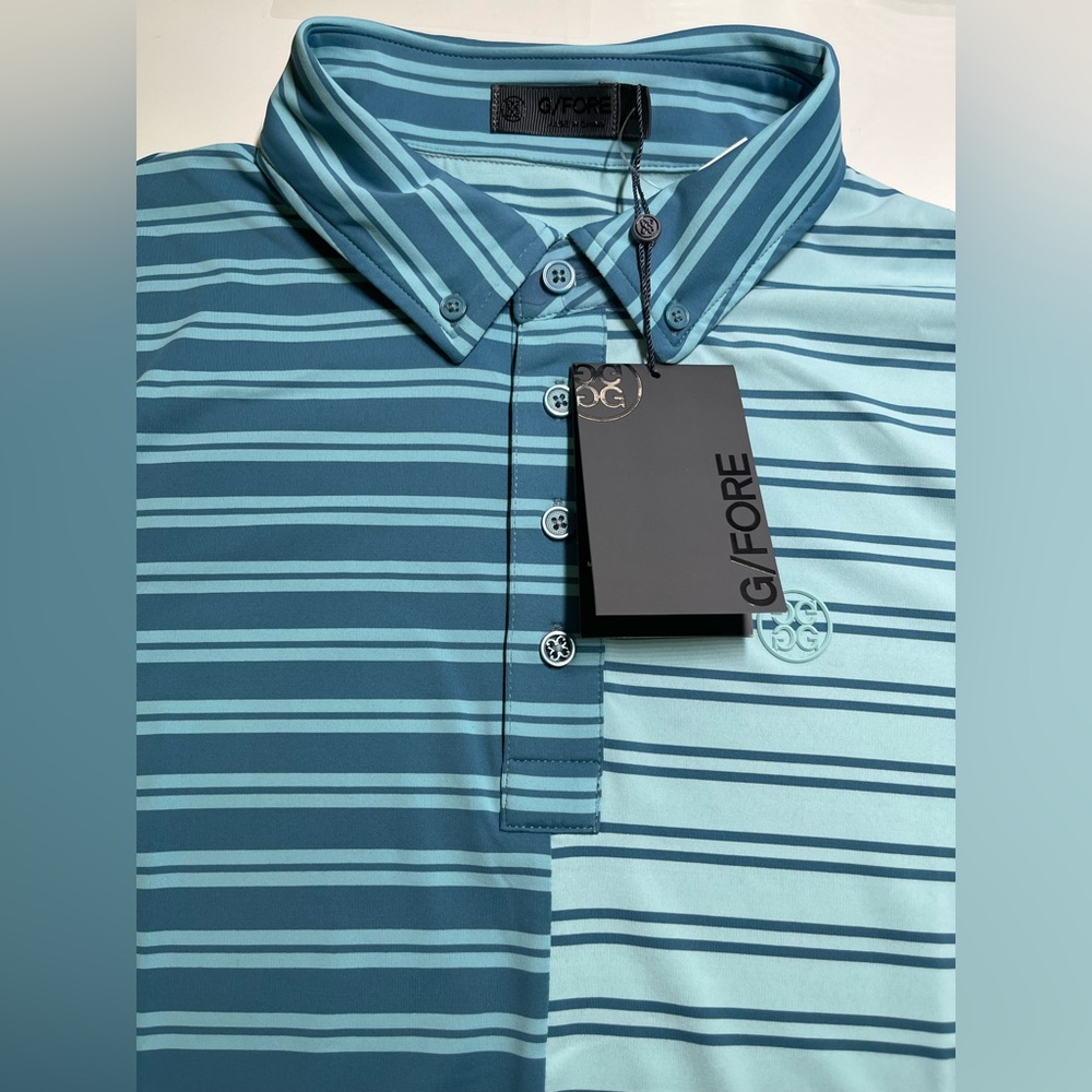 G/Fore NWT Polo Shirt Striped Golf Men Short Sleeve Size M Multicolor